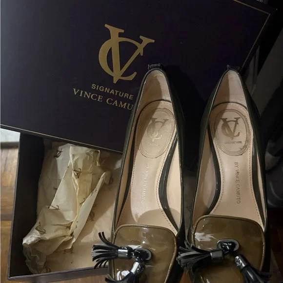 Vince Camuto Olive Green Tassel Heels - Picture 7 of 7